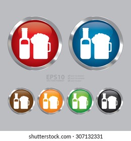 Vector : Circle Metallic Alcohol, Beer or Pub Infographics Icon, Sign or Symbol 