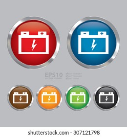 Vector : Circle Metallic Battery Infographics Icon, Sign or Symbol 