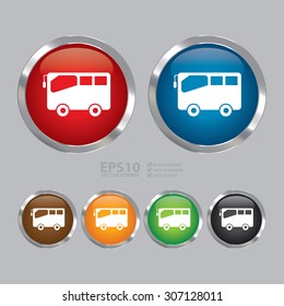 Vector : Circle Metallic Bus Infographics Icon, Sign or Symbol