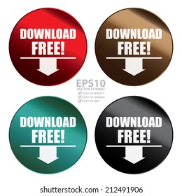 Vector : Circle Metallic Download Free! Label, Sign, Sticker or Icon Isolated on White Background 