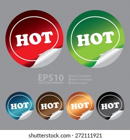 Vector : Circle Metallic Hot Sticker, Label, Sign or Icon