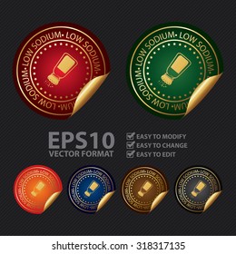 Vector : Circle Metallic Low Sodium Infographics Peeling Sticker, Label, Icon, Sign or Badge