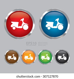 Vector : Circle Metallic Motorbike or Scooter Infographics Icon, Sign or Symbol