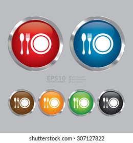 Vector : Circle Metallic Restaurant or Food Infographics Icon, Sign or Symbol
