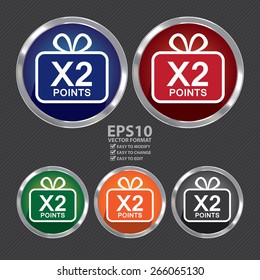 Vector : Circle Metallic x2 Points Label, Sticker, Banner, Sign or Icon