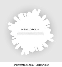 Vector circle modern city. Cityscape background for your design, urban art. Buildings