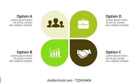 Vector circle nature ecology infographic, cycle diagram, geometric graph, presentation chart. Business infographics concept with 4 options, parts, steps, processes. 16x9 slide template.