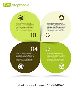 Vector circle nature infographic. Template for eco diagram, graph, presentation and chart. Ecology concept with four options, parts, steps or processes. Abstract environmental care background.