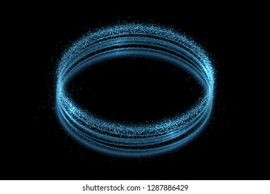 Vector circle neon light tracing effect. Glowing magic fire ring trace