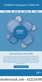 Vector circle newsletter template with logo for business, education, presentation, website.