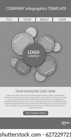 Vector circle newsletter template with logo for business, education, presentation, website.