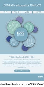 Vector circle newsletter template with logo for business, education, presentation, website.
