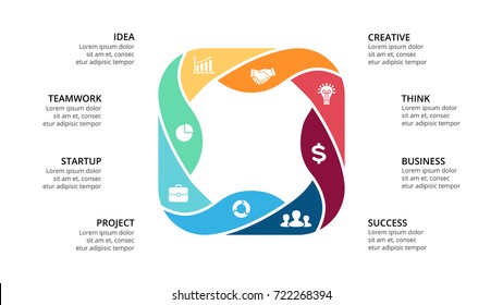 Vector circle nfographic, cycle diagram, geometric graph, presentation chart. Business infographics concept with options, parts, steps, processes. 16x9 slide template.