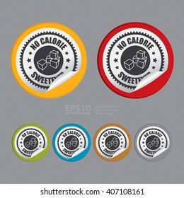 Vector : Circle No Calorie Sweetener Product Label, Campaign Promotion Infographics Flat Icon, Peeling Sticker, Sign