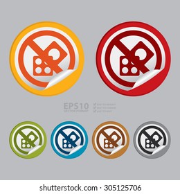 Vector : Circle No Gambling, No Game Prohibited Sign Infographics , Sticker, Icon or Label 