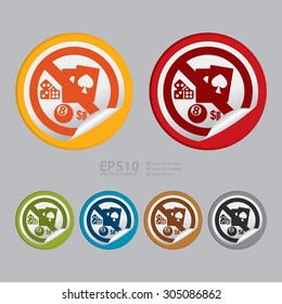Vector : Circle No Gambling Prohibited Sign Infographics , Sticker, Icon or Label 