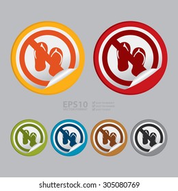 Vector : Circle No Sandals Prohibited Sign Infographics , Sticker, Icon or Label 
