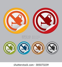Vector : Circle No Watering Prohibited Sign Infographics , Sticker, Icon or Label 