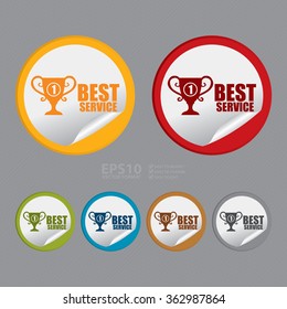 Vector : Circle No.1 Best Service, Product Label, Infographics Flat Icon, Peeling Sticker, Sign 