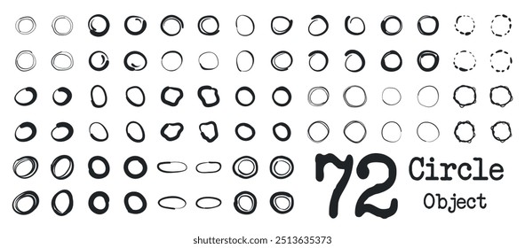 Vector circle objects set. Creative circle vector design. Round shape vector, Hand drawn vector round object, Circle sketch.