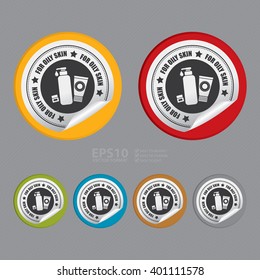 Vector : Circle For Oily Skin Product Label Infographics Flat Icon, Peeling Sticker, Sign 