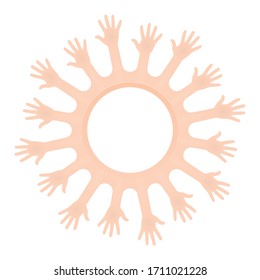 Vector circle with open arms around. Isolated on white background.
