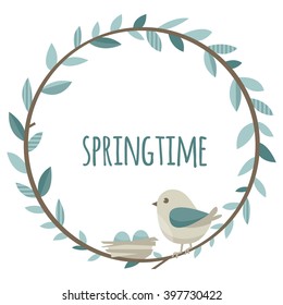 vector circle ornament with a bird