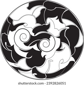 vector circle ornament on white background, tattoo, batik n carving

