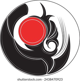 vector circle ornament on white background, tattoo, japanese art