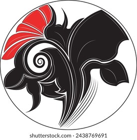 vector circle ornament on white background, tattoo, japanese art
