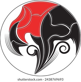 vector circle ornament on white background, tattoo, japanese art
