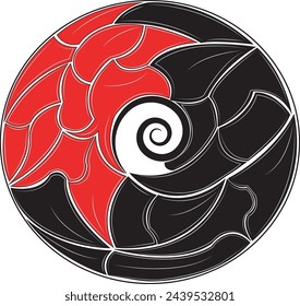 vector circle ornament on white background, tattoo, japanese art