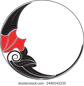 vector circle ornament on white background, tattoo, japanese art