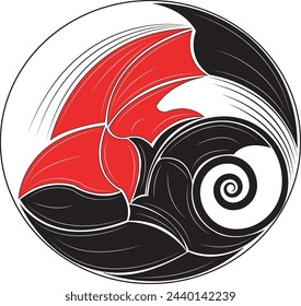 Vektor Kreis Ornament auf weißem Hintergrund, Tattoo, japanische Kunst