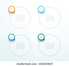 Vector Circle Outlines With 3D Arrow Markers Number 1 to 4