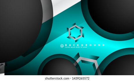 Vector circle overlaps and blue color for background, space for text