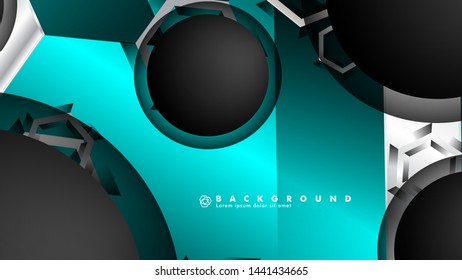 Vector circle overlaps and blue color for background, space for text