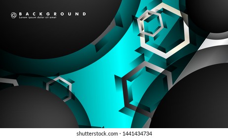 Vector circle overlaps and blue color for background, space for text
