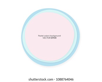 Vector circle pastel pink and blue colors overlay with shadow isolated on white background with empty space for text. For design element, banner, background