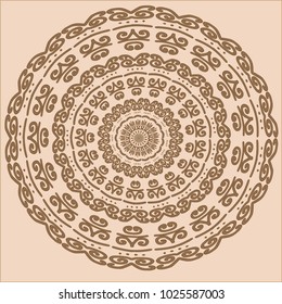 
vector circle pattern, mandala beautiful, ornament brown on a light background