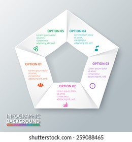 Vector circle pentagon infographic. Template for diagram, graph, presentation and chart. Business concept with five options, parts, steps or processes.