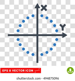 Vector Circle Plot EPS vector pictogram. Illustration style is flat iconic bicolor smooth blue symbol on a transparent background.