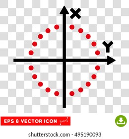 Vector Circle Plot EPS vector pictograph. Illustration style is flat iconic bicolor intensive red and black symbol on a transparent background.