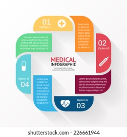 Vector circle plus sign healthcare medical infographic. 