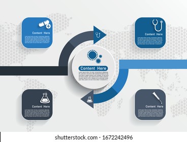 Vector circle plus sign infographic. Template for diagram, graph, presentation and chart. Medical healthcare Covid-19 concept