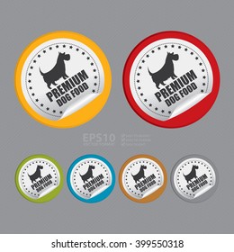 Vector : Circle Premium Dog Food Product Label Infographics Flat Icon, Peeling Sticker, Sign 