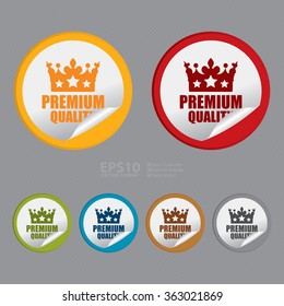 Vector : Circle Premium Quality Product Label, Infographics Flat Icon, Peeling Sticker, Sign