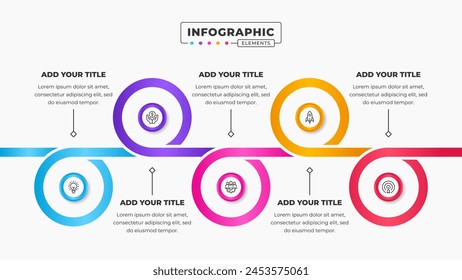 Vector circle process infographic presentation design template with 5 steps or options