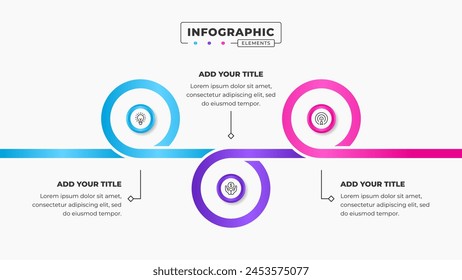 Vector circle process infographic presentation design template with 3 steps or options