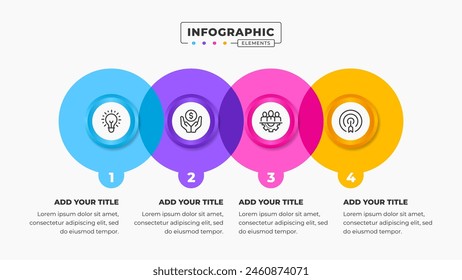 Vector circle process label infographic design template with 4 steps